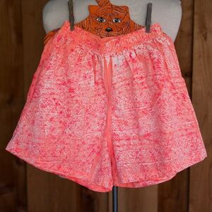 Vintage 90's Neon Orange Tie Dye Shorts Gecko Hawaii Made In USA Size L